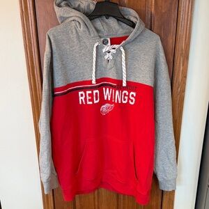 NHL Red Wings Gray and Red Hoodie